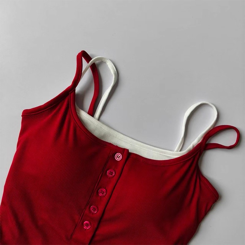 Yoga Blocks - Color-Block Faux Two-Piece Sporty Bralette Ribbed