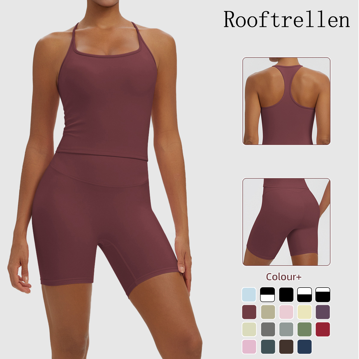 Yoga En Fitness - Rooftrellen 2PCS Sexy Solid Color Yoga