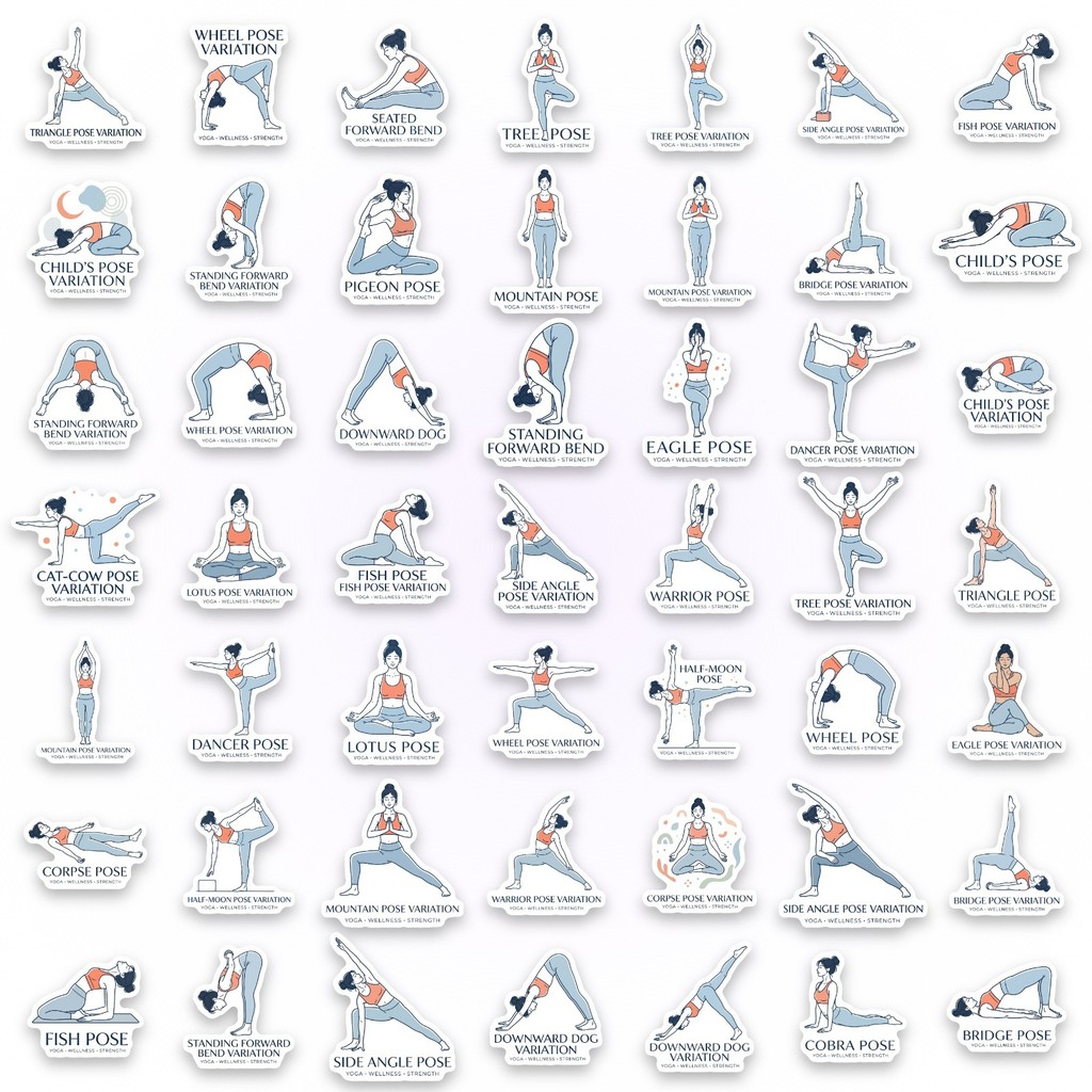 50Pcs Yoga Pose Stickers, Fitn - đánh giá và giá Yoga Fitness Journal