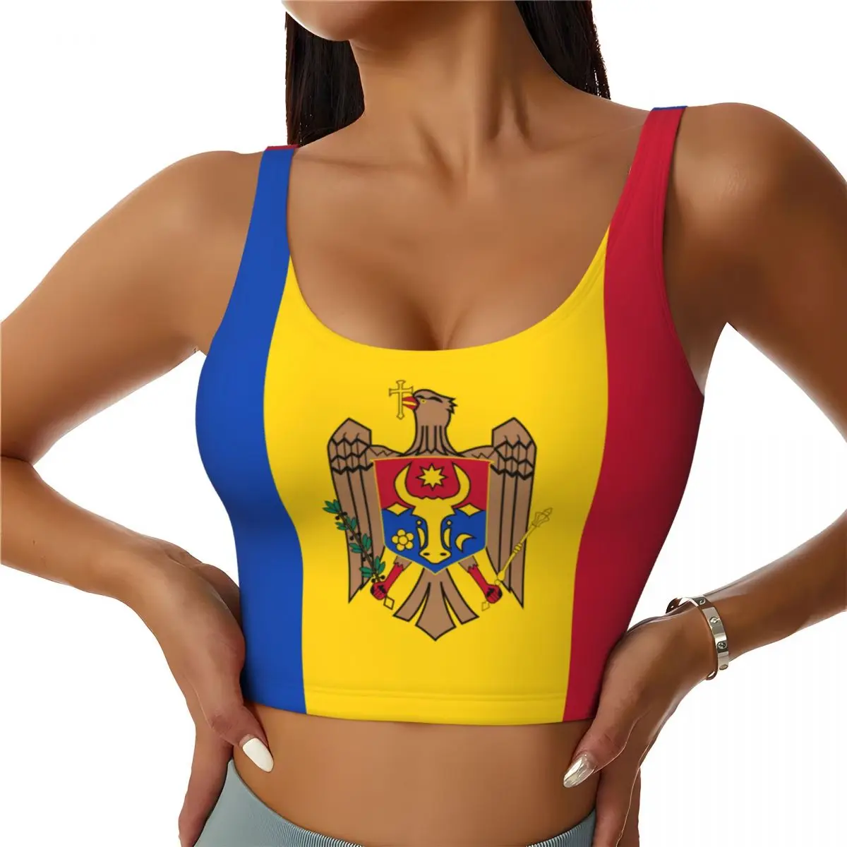 Moldova Flag Basic Tops Women  - đánh giá và giá Yoga Và Fitness